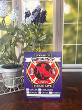 Load image into Gallery viewer, FIRE Rescue Safety Alert Emergency Children Adults Pet Dog Cat 4.25" x 5.5" Magnet for Steel Magnetic Exterior and Interior Apartment Doors