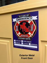 Load image into Gallery viewer, FIRE Rescue Safety Alert Emergency Children Adults Pet Dog Cat 4.25" x 5.5" Magnet for Steel Magnetic Exterior and Interior Apartment Doors