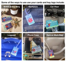 Load image into Gallery viewer, PET EMERGENCY CARD & key tag - in case of emergency - contact card - my pets are home alone - dog home alone - cat home alone - plastic