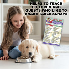 Load image into Gallery viewer, Magnetic List of Toxic Safe Harmful Foods for Pets - Dog Cat Feeding Chart - People Food Dogs Cats Should Not Eat - Chart Decorative Magnets - Pet Safety - Pet Adoption Essentials Gift 5.5 x 8.5 inches