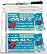 Load image into Gallery viewer, PET EMERGENCY CARD & key tag - in case of emergency - contact card - my pets are home alone - dog home alone - cat home alone - plastic