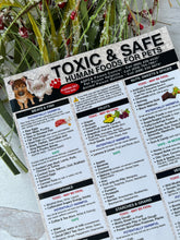 Load image into Gallery viewer, Magnetic List of Toxic Safe Harmful Foods for Pets - Dog Cat Feeding Chart - People Food Dogs Cats Should Not Eat - Chart Decorative Magnets - Pet Safety - Pet Adoption Essentials Gift 8.5 x 11 inches