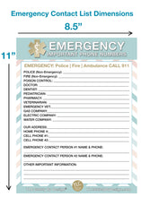 Load image into Gallery viewer, 2 Premium Emergency Contact Cards & 1 Magnetic Sleeve Large Format 8.5” x 11” Pastel Doctor Approved Refrigerator Important Phone Numbers Call List