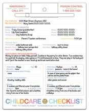 Load image into Gallery viewer, Childcare Babysitter Checklist Dry Erase Emergency Info List for Refrigerator - 81/2” x 11” Magnetic Board with Marker for Family Fridge