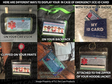 Load image into Gallery viewer, 2 pk. My CHILD Has SEVERE Allergies Medical Condition Emergency ICE Safety Alert I.D. Identification Contact Card - Back to School Backpack