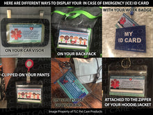 Load image into Gallery viewer, 2 pk. My CHILD Kid Has A MEDICAL Condition ICE Safety Alert In Case of Emergency I.D. Identification Contact Card - Back to School Backpack