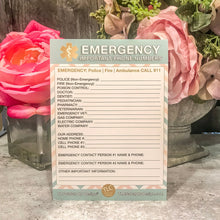 Load image into Gallery viewer, EMERGENCY CONTACT CARDS Magnetic Sleeve Home Alone 5.5” x 7.5” - safety contact list for parents, babysitters, grandparents, dorm rooms Pastel Blue