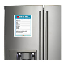 Load image into Gallery viewer, 2 Premium Emergency Contact Cards & 1 Magnetic Sleeve Large Format 8.5” x 11” Doctor Approved Refrigerator Important Phone Numbers Call List