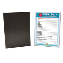 Load image into Gallery viewer, 2 Premium Emergency Contact Cards & 1 Magnetic Sleeve Large Format 8.5” x 11” Doctor Approved Refrigerator Important Phone Numbers Call List