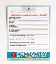 Load image into Gallery viewer, Dry Erase Emergency Contact Call List Whiteboard for Refrigerator - 81/2” x 11” Magnetic Board with Marker for Family Fridge with Dry Erase Pen