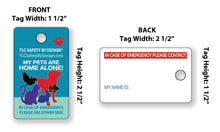 Load image into Gallery viewer, PET EMERGENCY 2 pk. premium key tags - in case of emergency - contact card - my pet is home alone - dog cat home alone - key chain - plastic