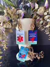 Load image into Gallery viewer, DOG EMERGENCY 2 pk. premium key tags - in case of emergency - contact card - my pet is home alone - dog home alone - key chain - plastic