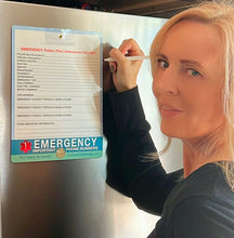 Load image into Gallery viewer, Dry Erase Emergency Contact Call List Whiteboard for Refrigerator - 81/2” x 11” Magnetic Board with Marker for Family Fridge with Dry Erase Pen