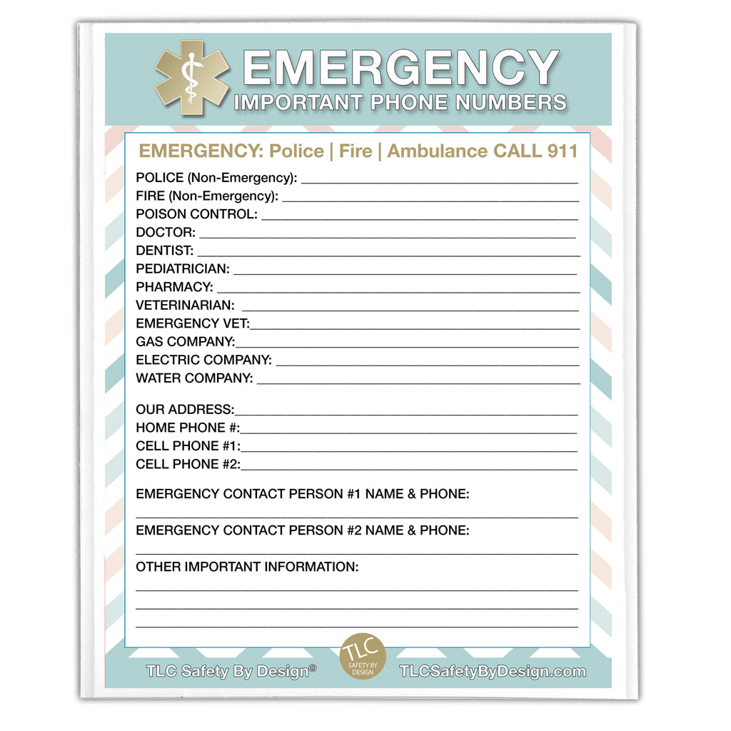2 Premium Emergency Contact Cards & 1 Magnetic Sleeve Large Format 8.5” x 11” Pastel Doctor Approved Refrigerator Important Phone Numbers Call List