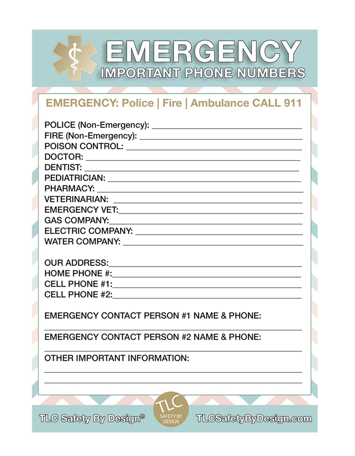 EMERGENCY CONTACT CARDS Magnetic Sleeve Home Alone Safety Contact list – TLC Safety By Design® for Free Printable Emergency Contact List For Home