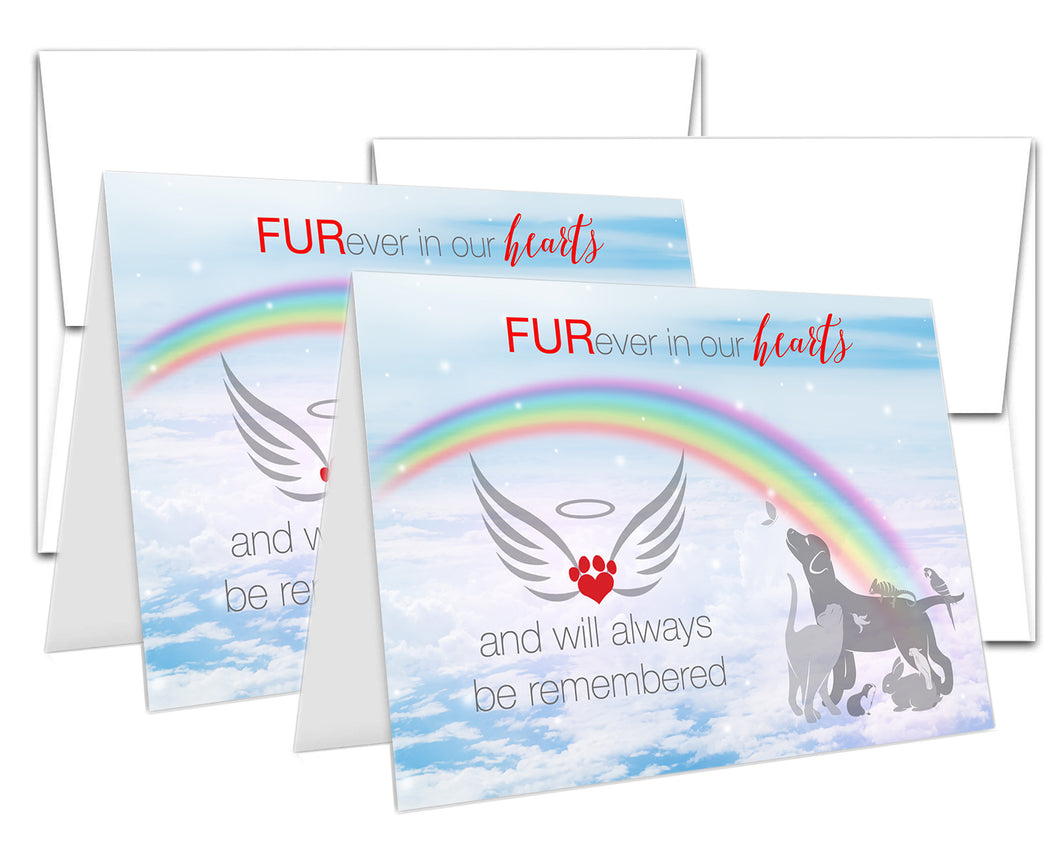 Pet Sympathy Card Rainbow Bridge Bereavement Condolence for Dog, Cat, Rabbit – 5”x7” card with envelope