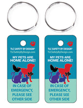Load image into Gallery viewer, PET EMERGENCY 2 pk. key tags - in case of emergency - contact card - my pet is home alone - dog cat home alone - key chain - plastic
